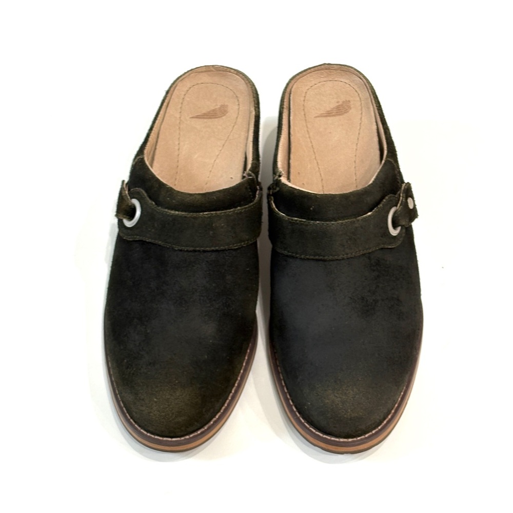 Red Wing Suede Leather Clogs Slip On Mules Block Heel Forest Green Sz 7B Boho - Picture 2 of 7